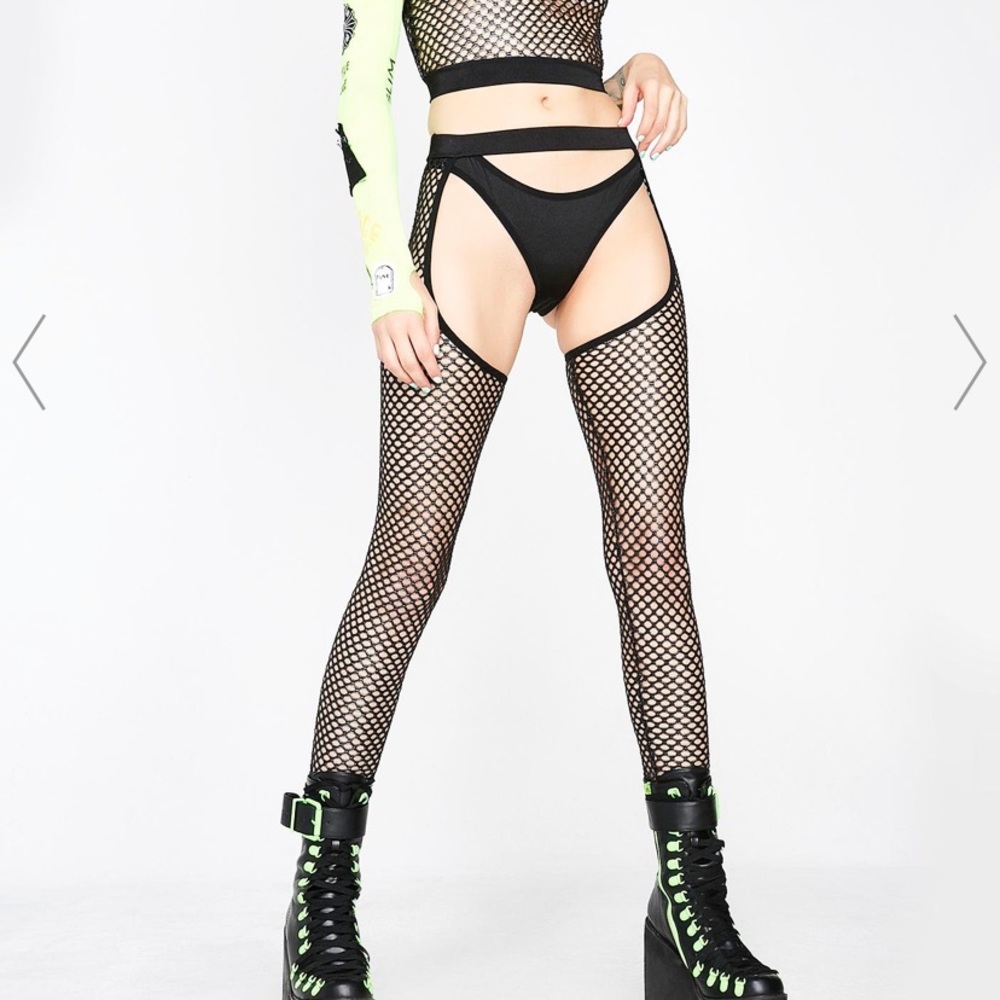 Dolls Kill Club Exx Fishnet Chaps